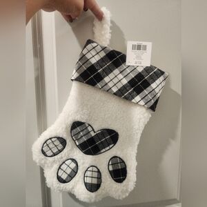 Plaid Paw Print Holiday Stocking